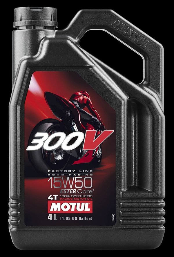 MOTUL-Racing Motoröl 300V - 4 Takt - 15W50 - 4 Liter - 100% Synthetic